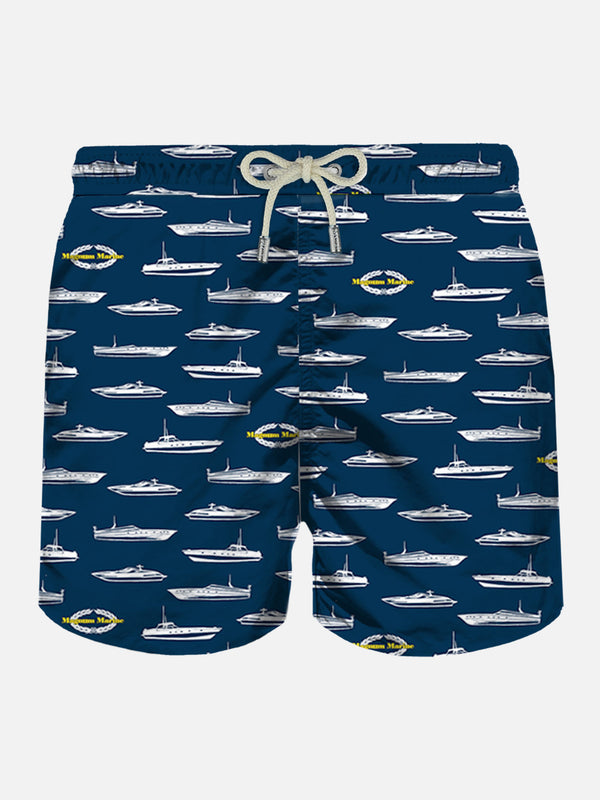 Herren-Badeshorts aus leichtem Stoff mit Magnum Marine-Print | MAGNUM MARINE SONDEREDITION