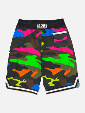 Camouflage fluo multicolor swim shorts surf style - MC2 Saint Barth