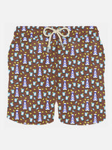 Man light fabric swim shorts with tequila print