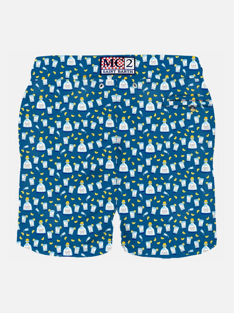 Man light fabric swim shorts with tequila print