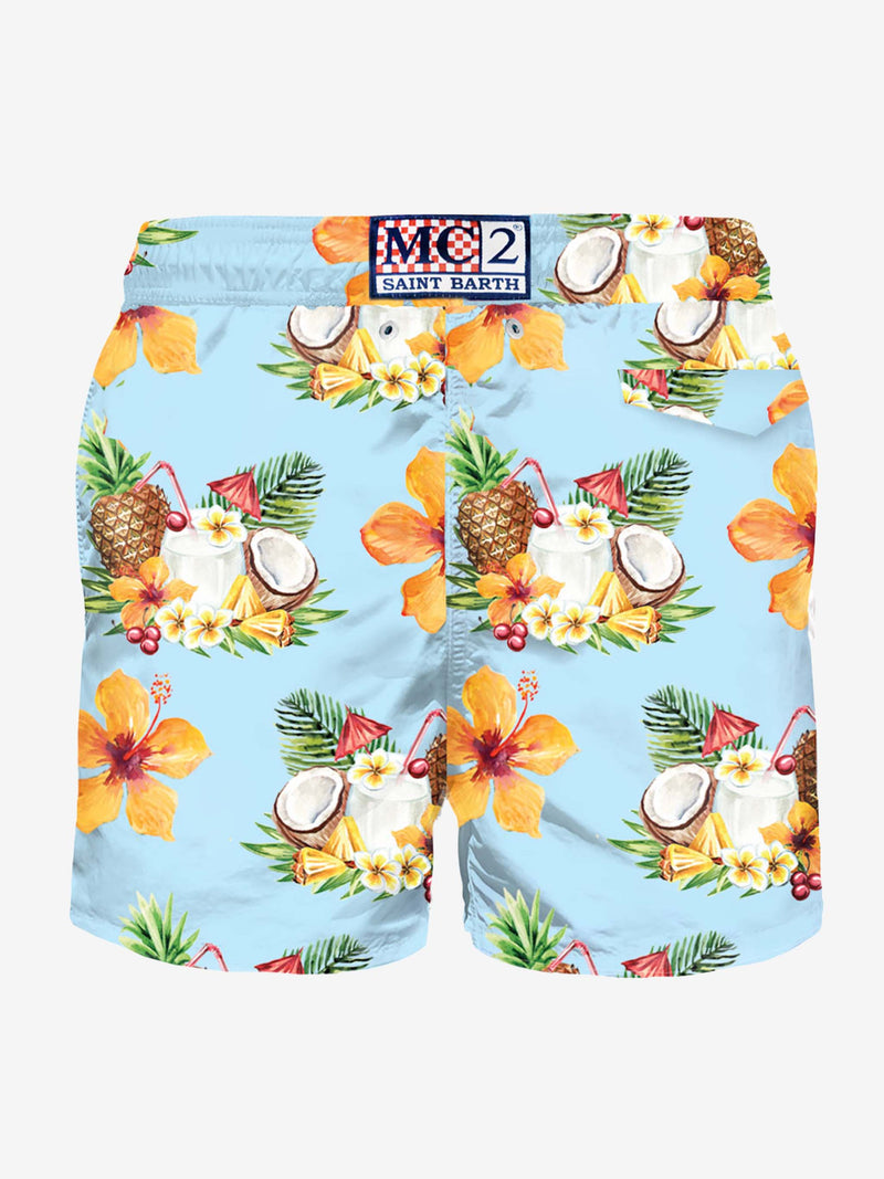 Costume da bagno da uomo in tessuto leggero stampa cocco e ananas