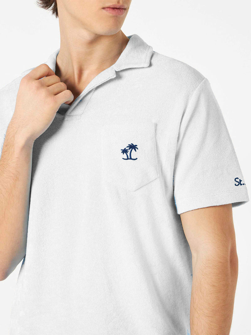 Man white cotton terry polo