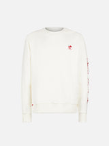 Man white sweatshirt with Saint Barth embroidery