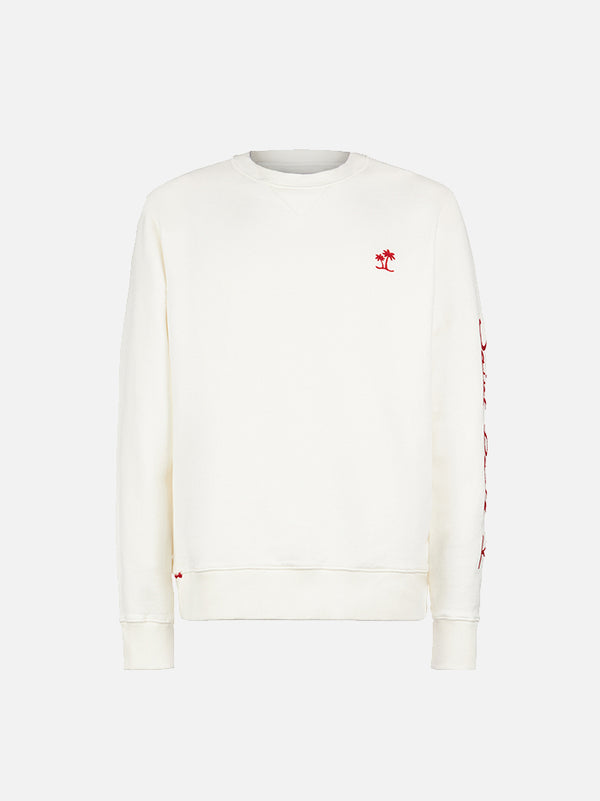 Man white sweatshirt with Saint Barth embroidery