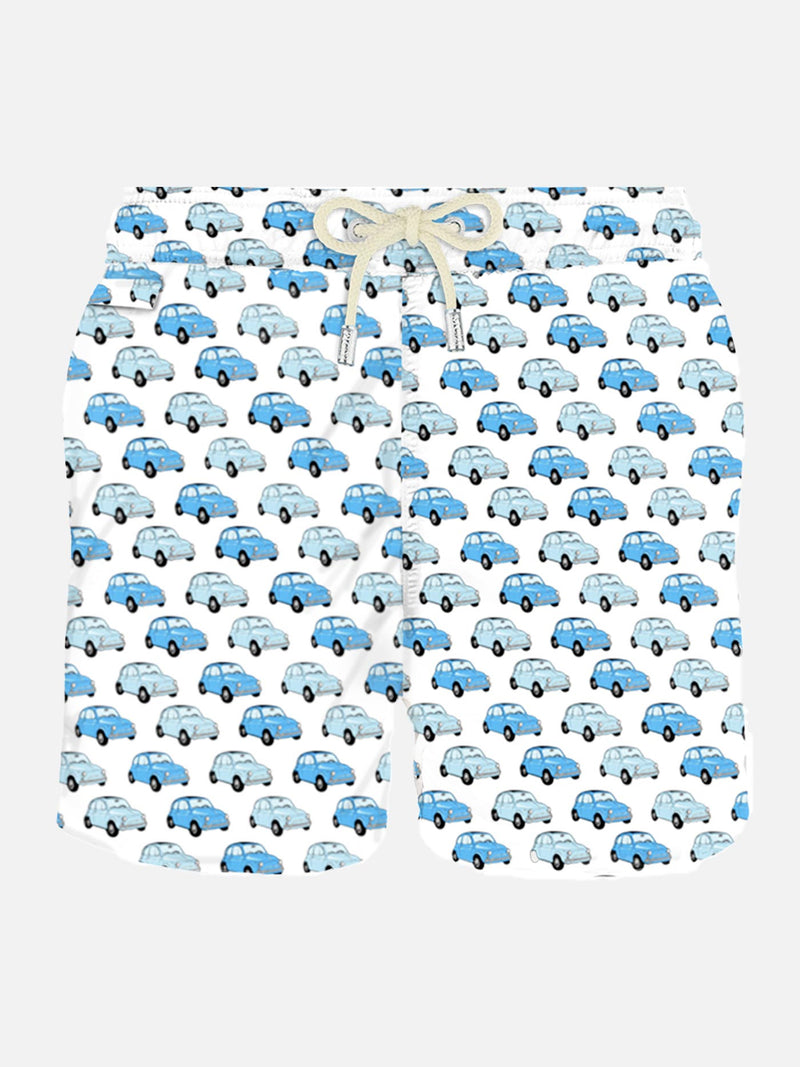 Man light fabric swim shorts with Fiat 500 car print | FIAT© 500 Special Edition