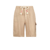 Man beige linen bermuda shorts