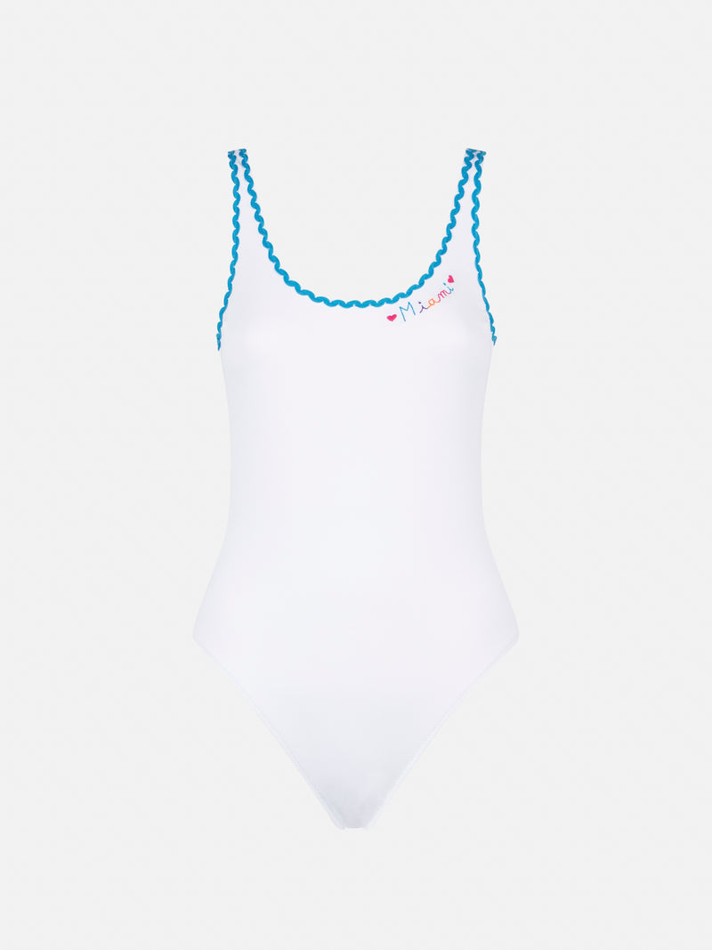 One piece swimsuit with Miami embroidery