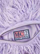 Lilac furry Mildred pochette with Saint Barth embroidery