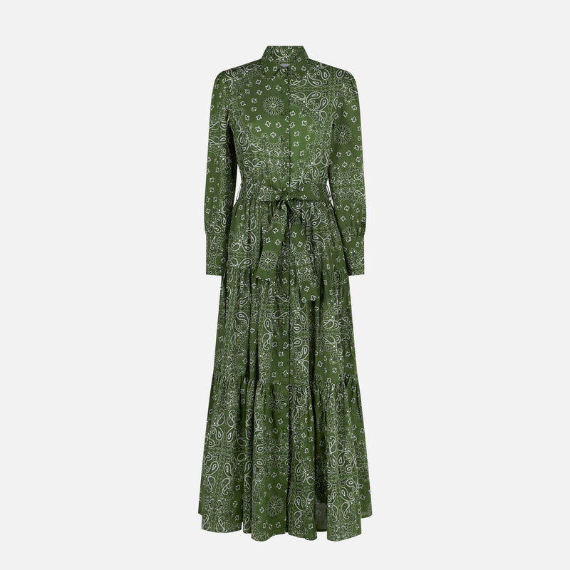 Woman green bandanna long dress Jensen