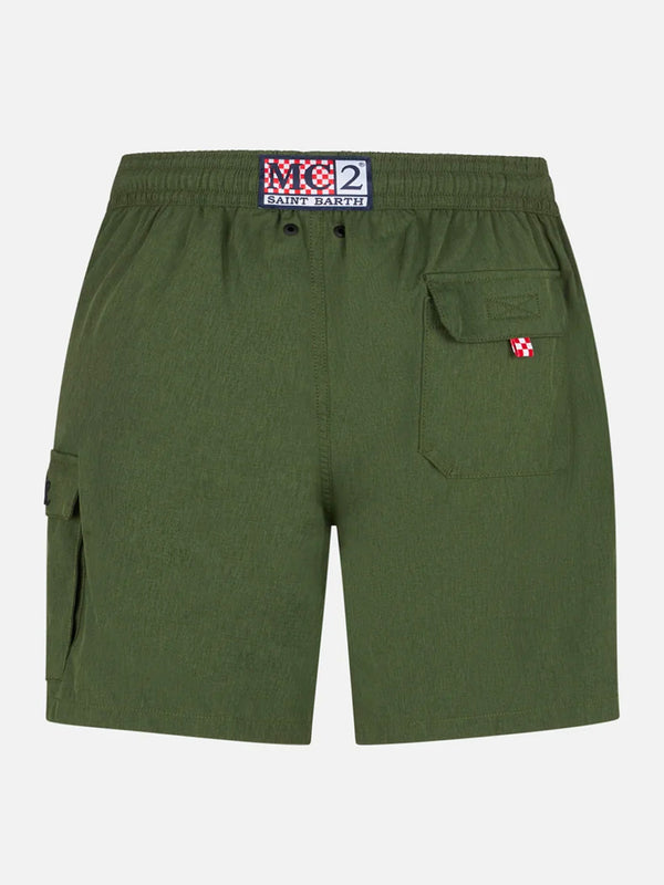 Costume da bagno da uomo comfort ed elasticizzato colore verde militare