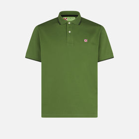 Military green piquet polo with St. Barth check logo - MC2 Saint Barth