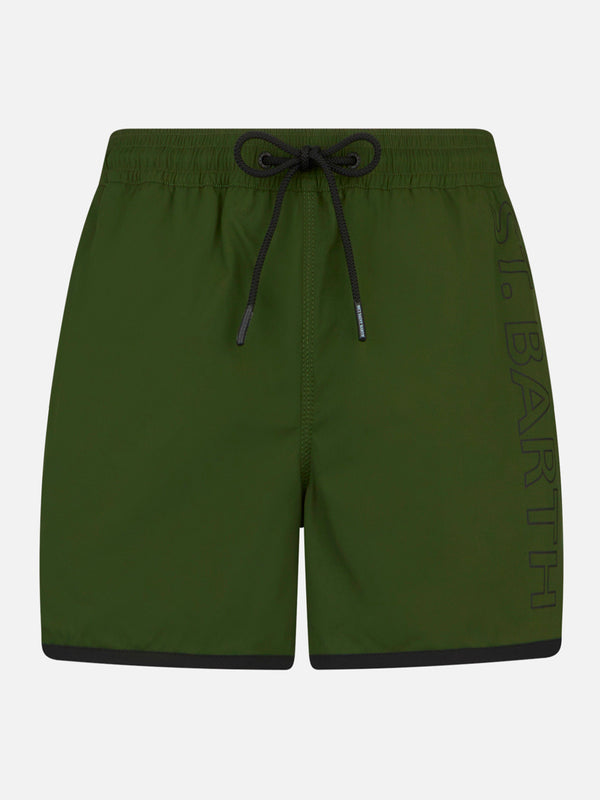 Man swim shorts with side logo and contrast