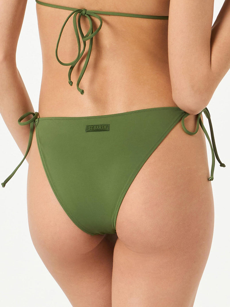 Woman military green swim briefs