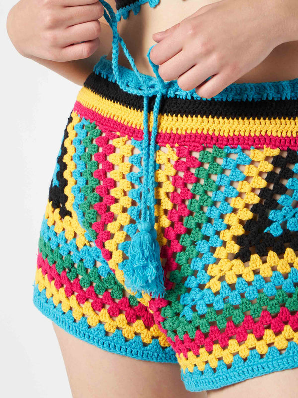 Multicolor crochet shorts