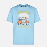 T-shirt da uomo in cotone con stampa Vespa Mykonos | EDIZIONE SPECIALE VESPA®