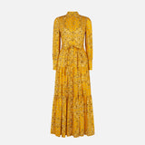 Woman ochre bandanna long dress Jensen