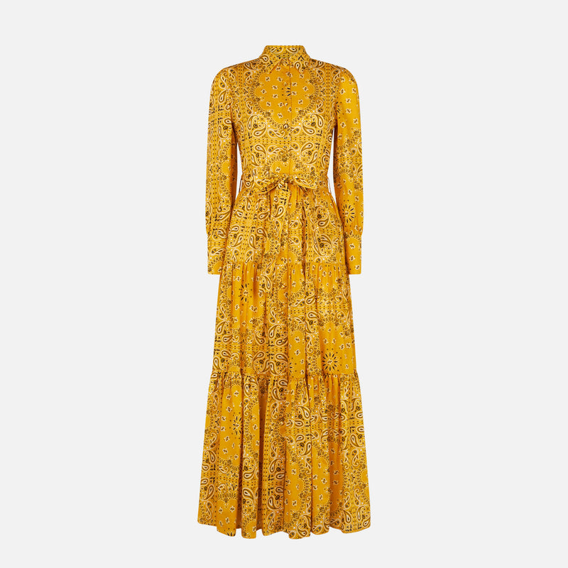 Woman ochre bandanna long dress Jensen