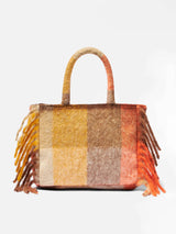 Borsa a mano Colette con check multicolor e frange