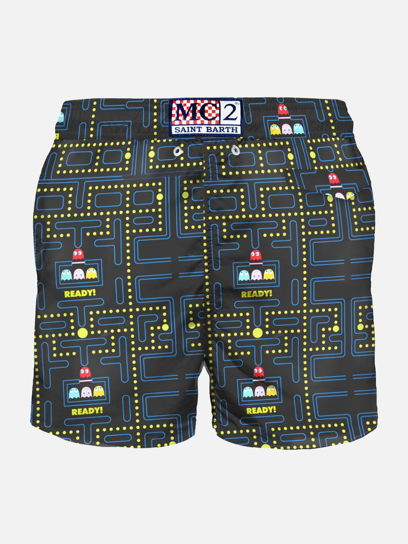 Costume da bagno da uomo con stampa Pac-Man