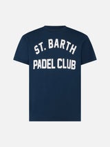 T-shirt da uomo in cotone trattamento vintage con stampa St. Barth Padel Club