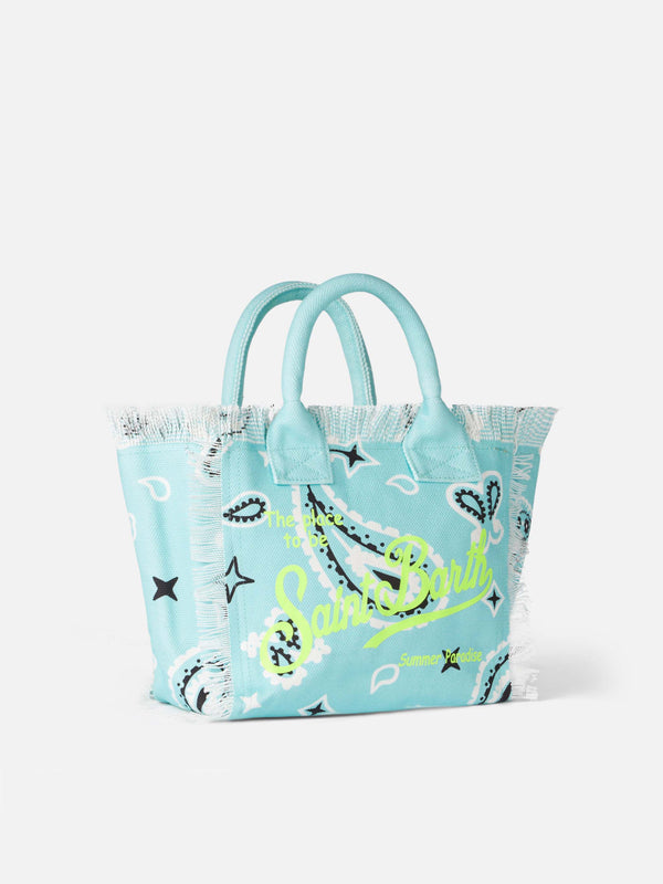 Colette wassergrüne Handtasche aus Baumwollcanvas mit Bandana-Print