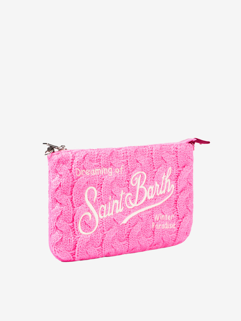 Pouch a tracolla Parisienne con motivo intrecciato rosa