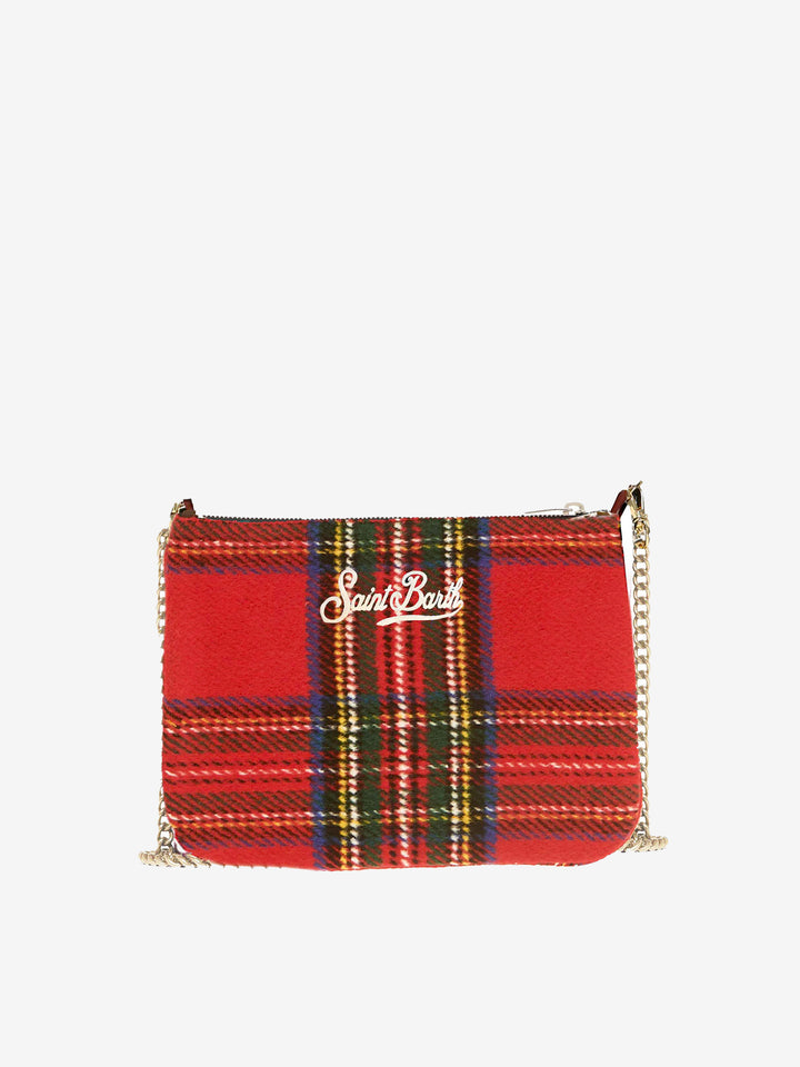 Parisienne-Umhängetasche Clutch mit rotem Schottenmuster 
