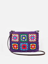 Gehäkelte Umhängetasche Clutch „Parisienne“ in Violett