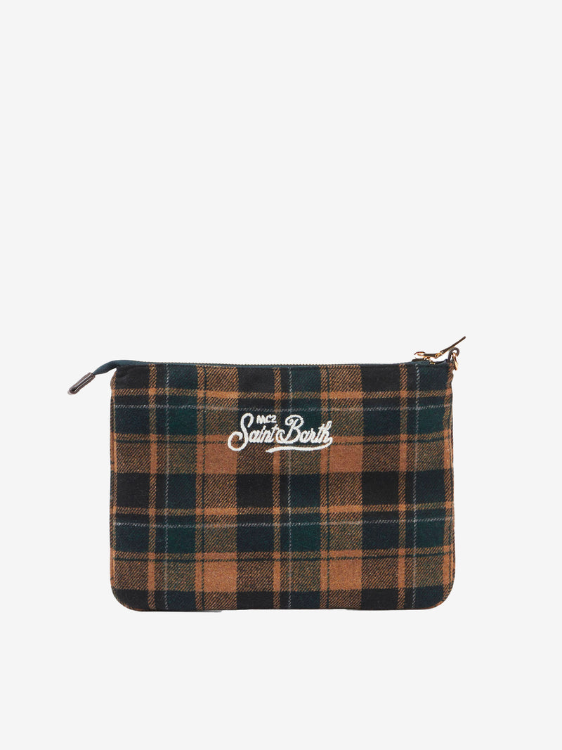 Pouch a tracolla Parisienne con motivo tartan verde