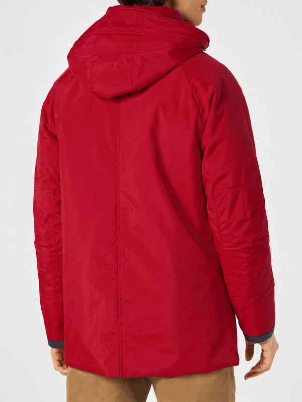 Roter Voyager-Parka für Herren mit Kapuze