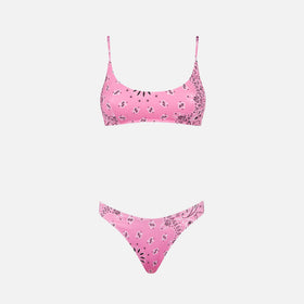 Damen-Bralette-Bikini mit rosa Bandana-Print