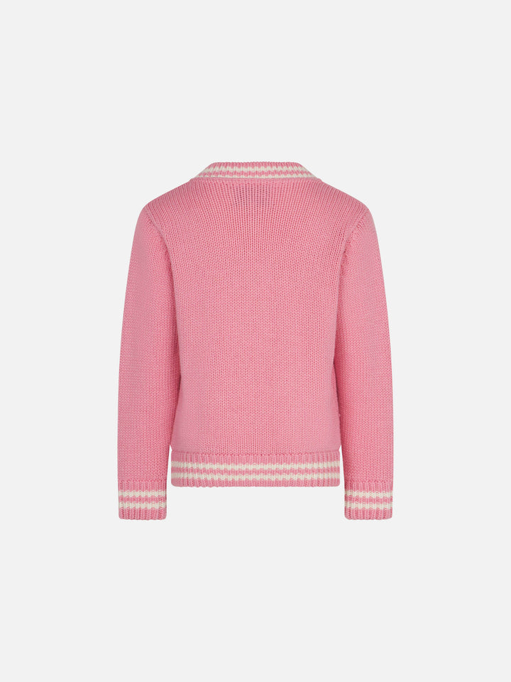 Rosa College-Strickjacke für Mädchen