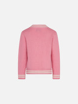 Girl pink college cardigan