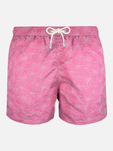 Pink embroidered swim shorts