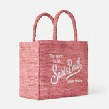 Borsa in rafia rosa Vanity con ricamo Saint Barth