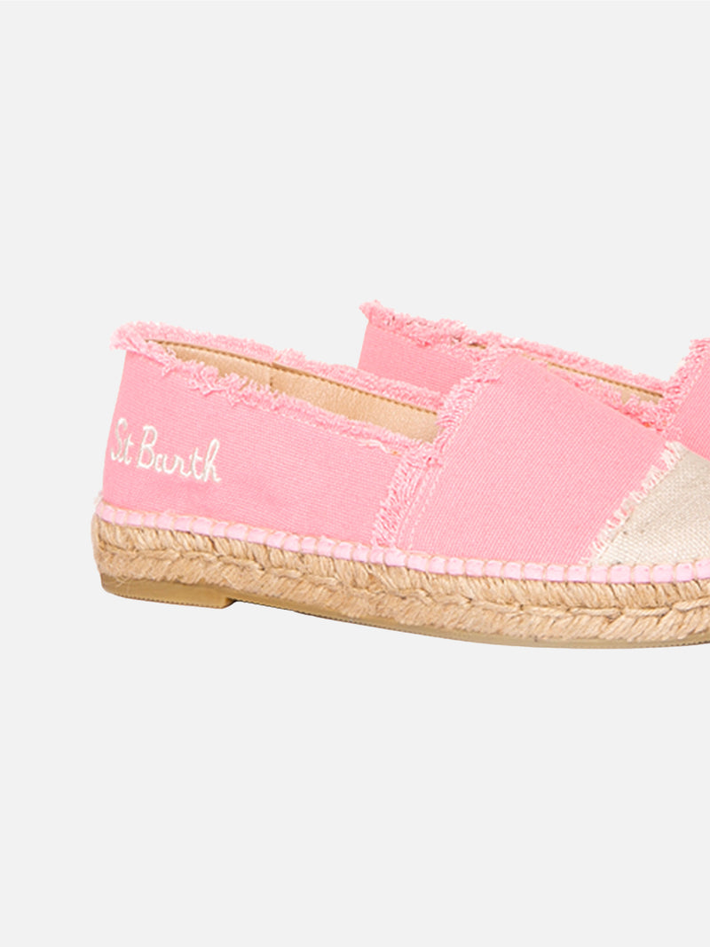 Rosa Canvas-Espadrillas mit Stickerei