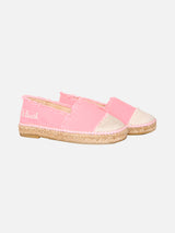 Rosa Canvas-Espadrillas mit Stickerei