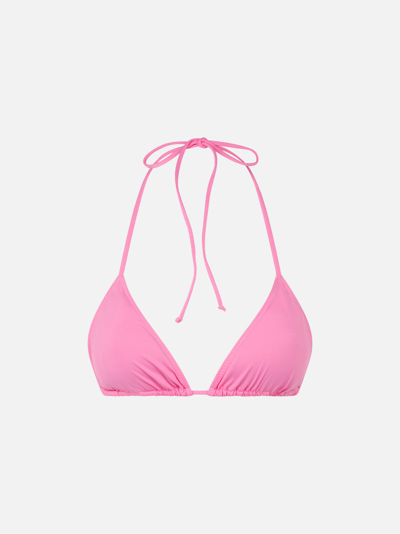 Woman pink triangle top swimsuit