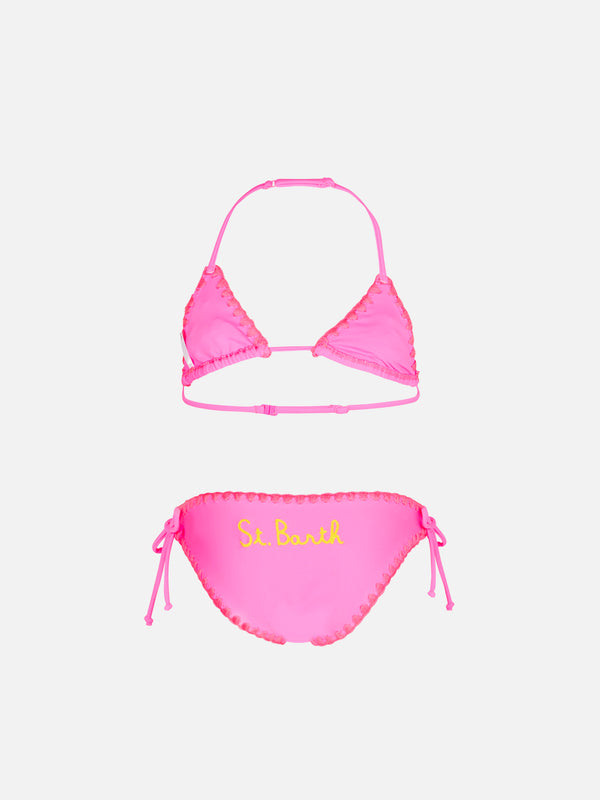 Girl triangle bikini with ducky crochet patch