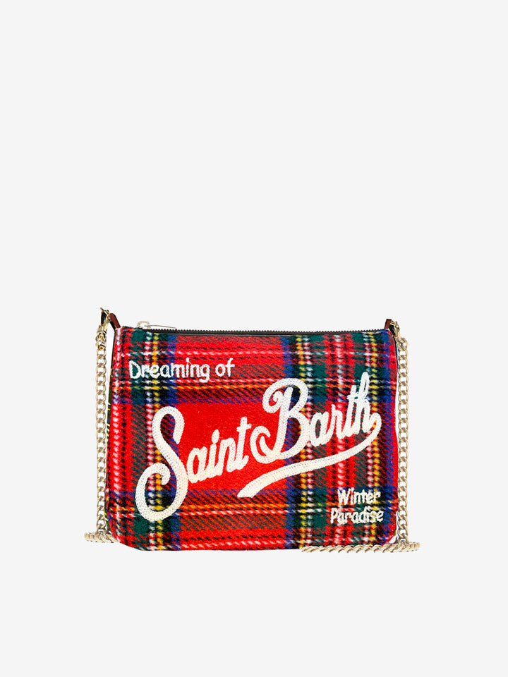 Parisienne-Umhängetasche Clutch mit rotem Schottenmuster 