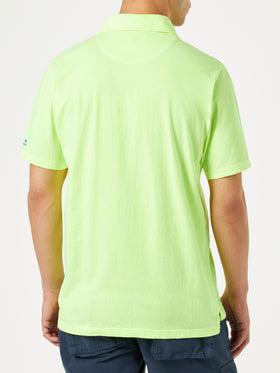 Fluo yellow cotton jersey man polo