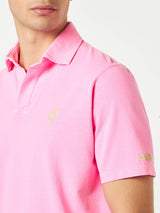 Polo da uomo in jersey di cotone rosa fluo