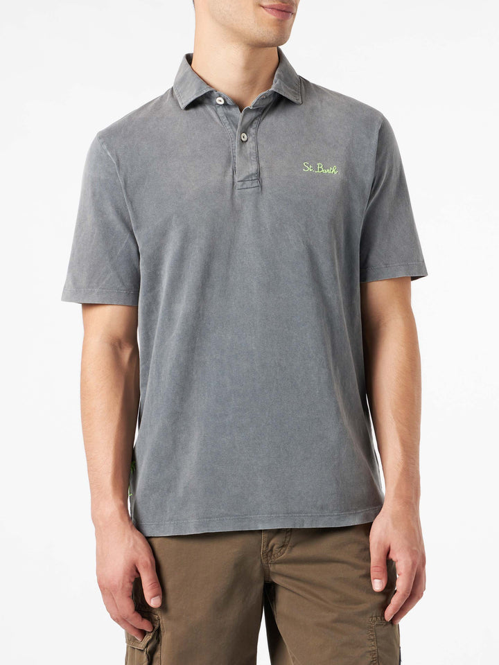 Man grey polo shirt with embroidery - MC2 Saint Barth