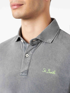 Man grey polo shirt with embroidery - MC2 Saint Barth