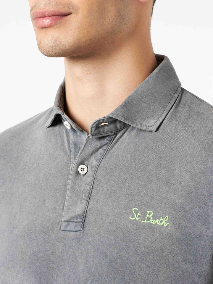 Man grey polo shirt with embroidery - MC2 Saint Barth