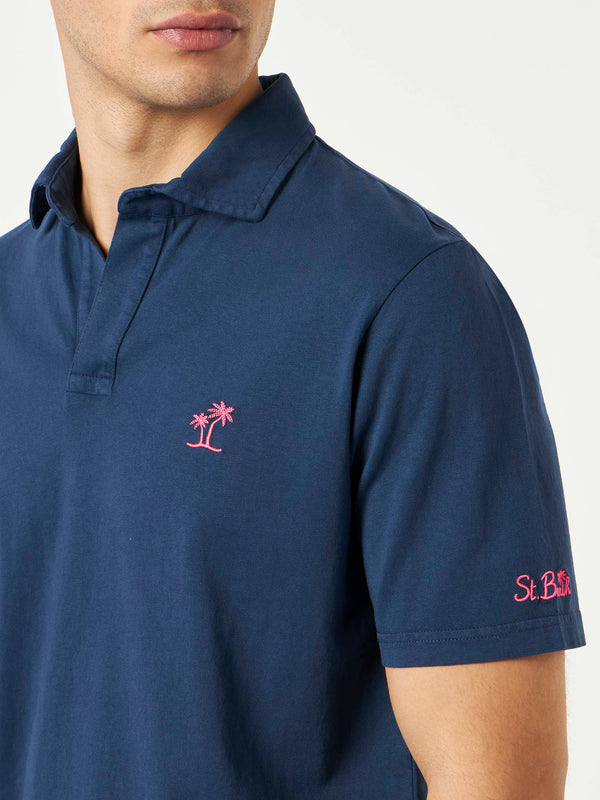 Polo da uomo in jersey di cotone blu navy