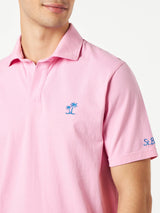 Pink cotton jersey man polo