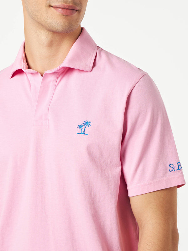 Polo da uomo in jersey di cotone rosa