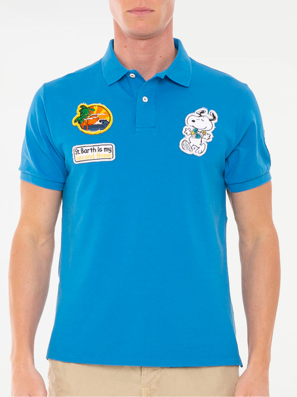 Polo da uomo in piquet stretch con patch Snoopy | SNOOPY - EDIZIONE SPECIALE PEANUTS™