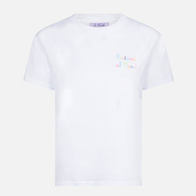Woman cotton t-shirt with Portami al mare! embroidered